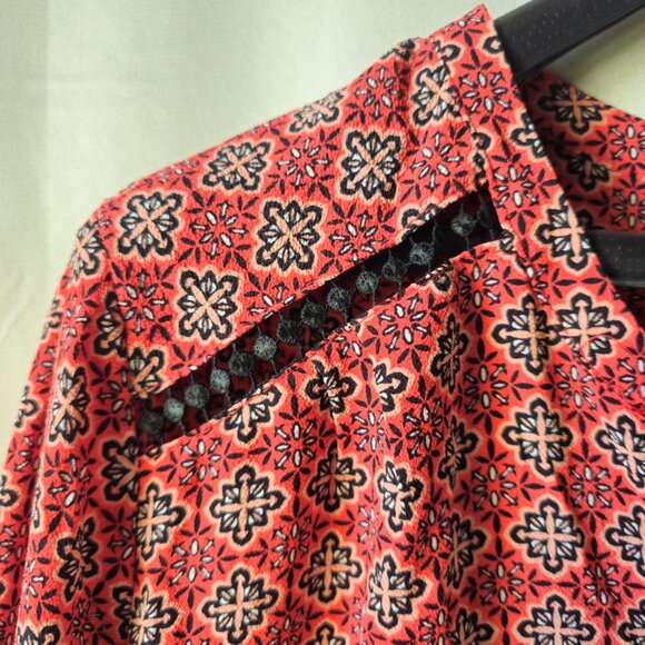 Liz Claiborne Career Red/Black/White Geo Long and 3/4 Sleeve Blouse size 3x - Picture 5 of 10